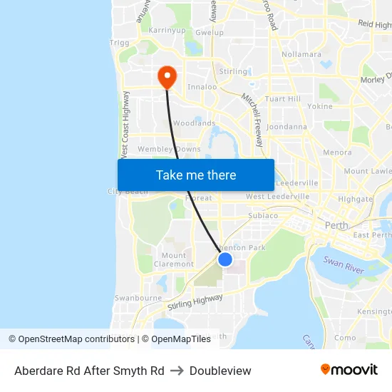 Aberdare Rd After Smyth Rd to Doubleview map