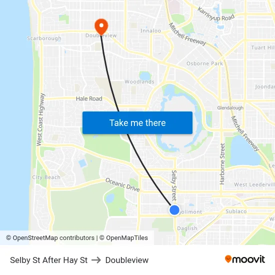 Selby St After Hay St to Doubleview map