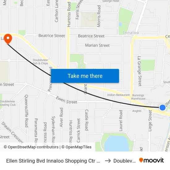 Ellen Stirling Bvd Innaloo Shopping Ctr Cat Id 35 to Doubleview map