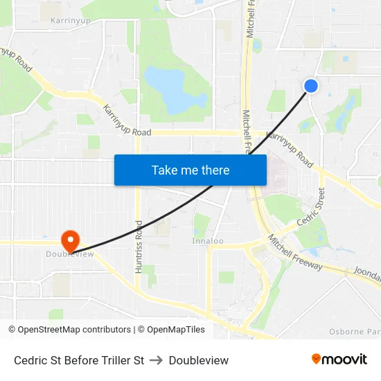 Cedric St Before Triller St to Doubleview map