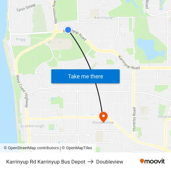 Karrinyup Rd Karrinyup Bus Depot to Doubleview map