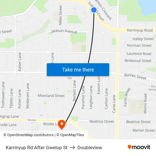 Karrinyup Rd After Gwelup St to Doubleview map