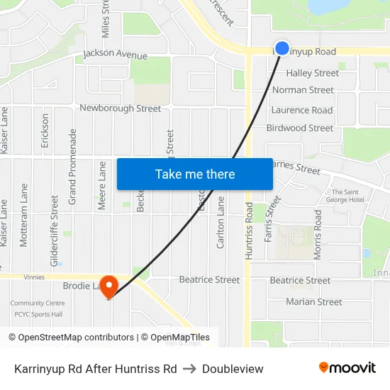 Karrinyup Rd After Huntriss Rd to Doubleview map