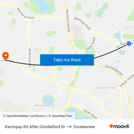 Karrinyup Rd After Grindleford Dr to Doubleview map