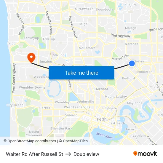 Walter Rd After Russell St to Doubleview map