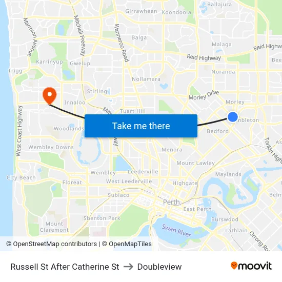 Russell St After Catherine St to Doubleview map
