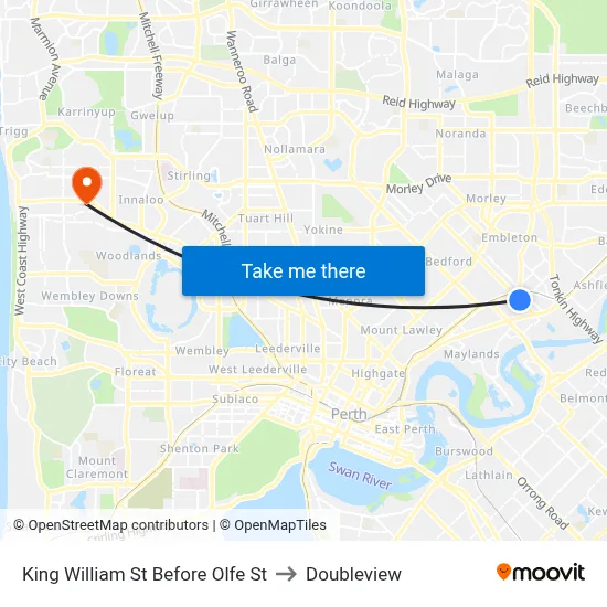 King William St Before Olfe St to Doubleview map