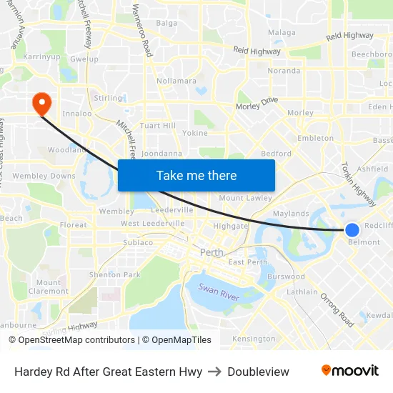 Hardey Rd After Great Eastern Hwy to Doubleview map