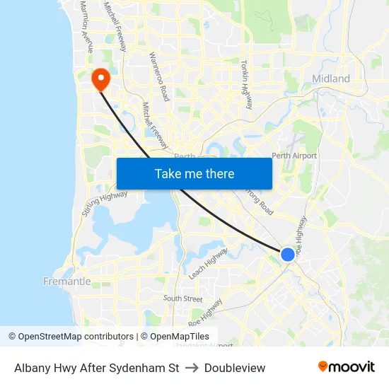 Albany Hwy After Sydenham St to Doubleview map