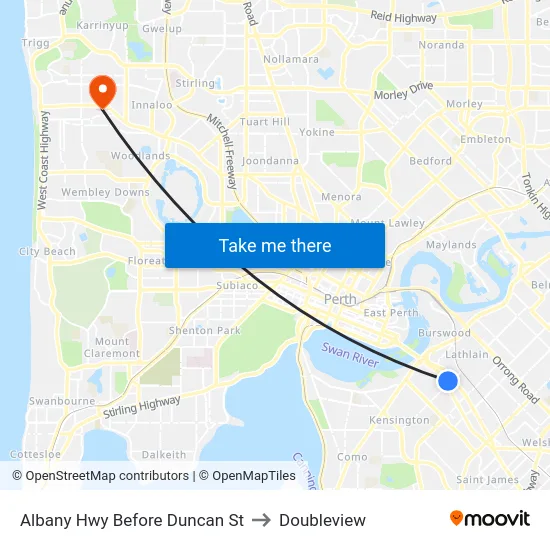 Albany Hwy Before Duncan St to Doubleview map
