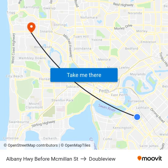 Albany Hwy Before Mcmillan St to Doubleview map