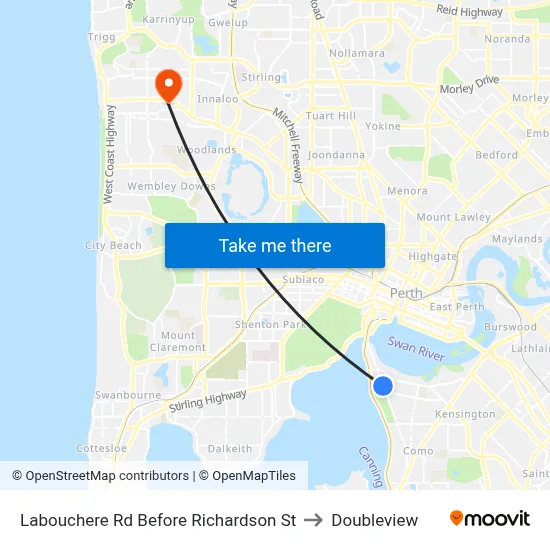 Labouchere Rd Before Richardson St to Doubleview map