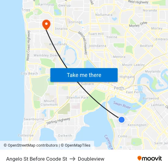 Angelo St Before Coode St to Doubleview map
