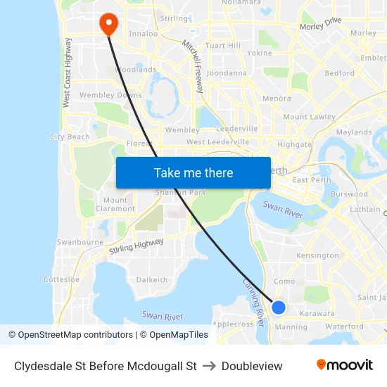 Clydesdale St Before Mcdougall St to Doubleview map