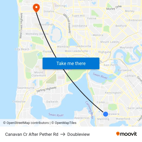 Canavan Cr After Pether Rd to Doubleview map