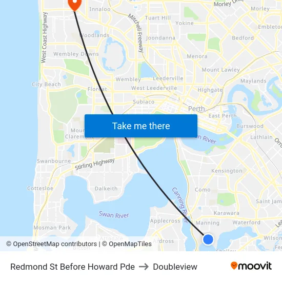 Redmond St Before Howard Pde to Doubleview map