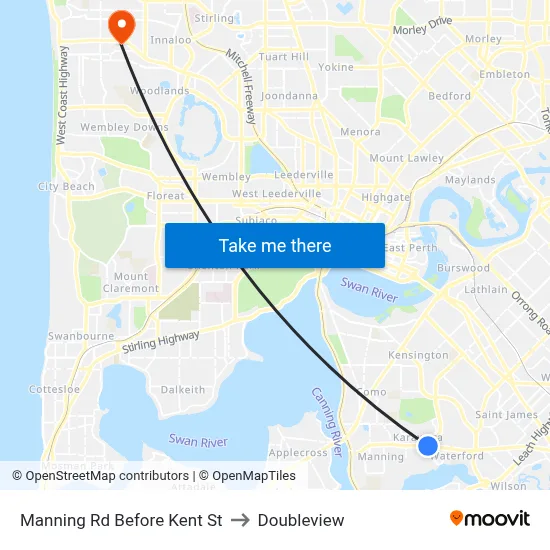 Manning Rd Before Kent St to Doubleview map