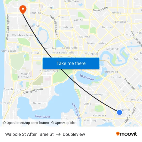 Walpole St After Taree St to Doubleview map