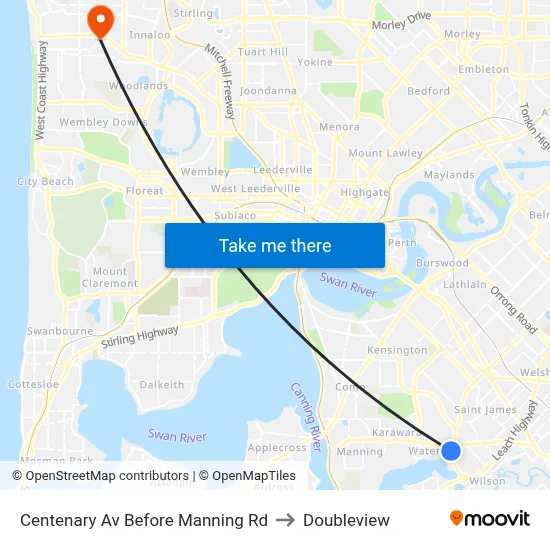 Centenary Av Before Manning Rd to Doubleview map