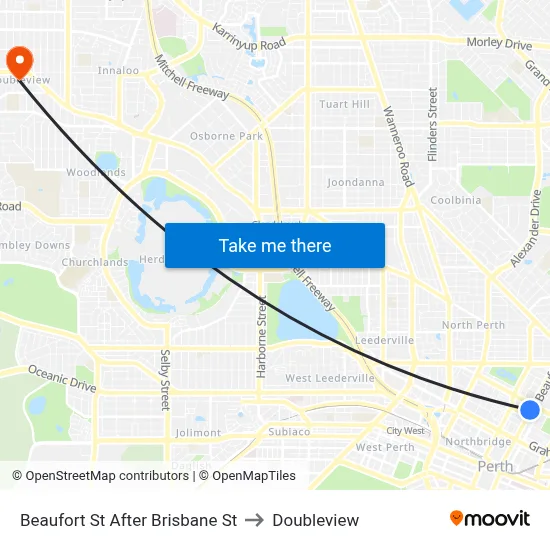 Beaufort St After Brisbane St to Doubleview map