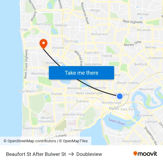 Beaufort St After Bulwer St to Doubleview map