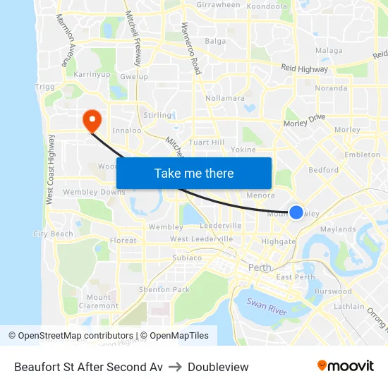 Beaufort St After Second Av to Doubleview map