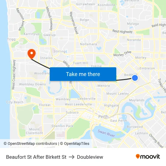 Beaufort St After Birkett St to Doubleview map