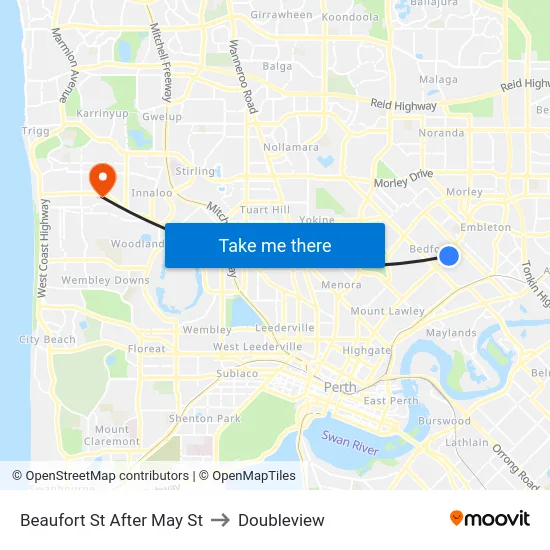 Beaufort St After May St to Doubleview map
