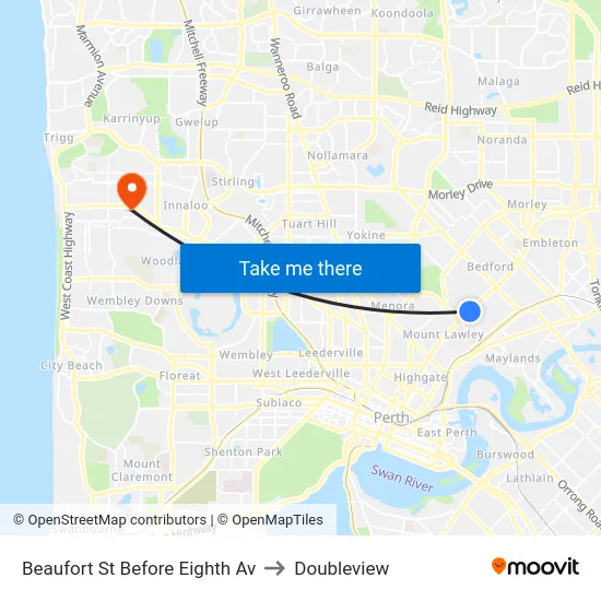 Beaufort St Before Eighth Av to Doubleview map