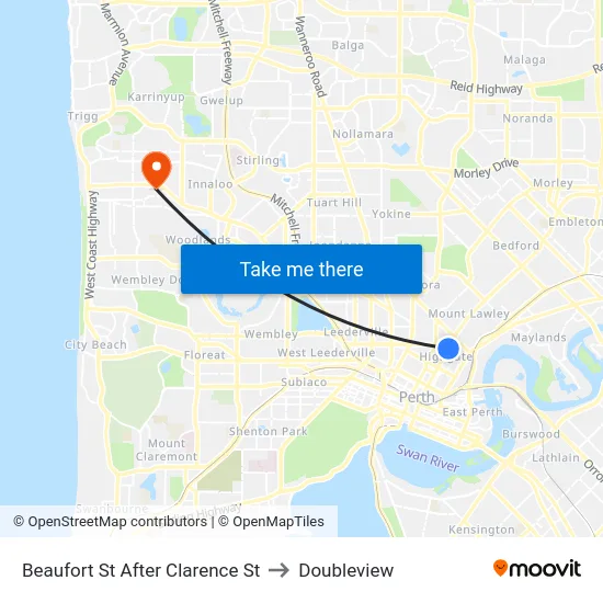 Beaufort St After Clarence St to Doubleview map