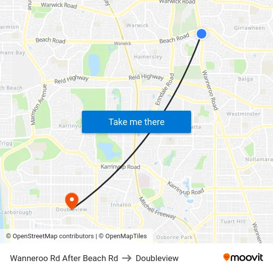 Wanneroo Rd After Beach Rd to Doubleview map