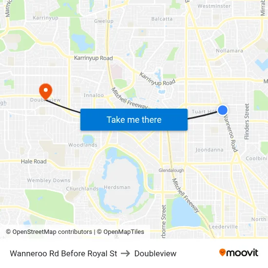 Wanneroo Rd Before Royal St to Doubleview map