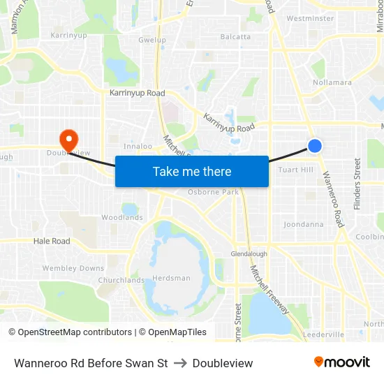 Wanneroo Rd Before Swan St to Doubleview map
