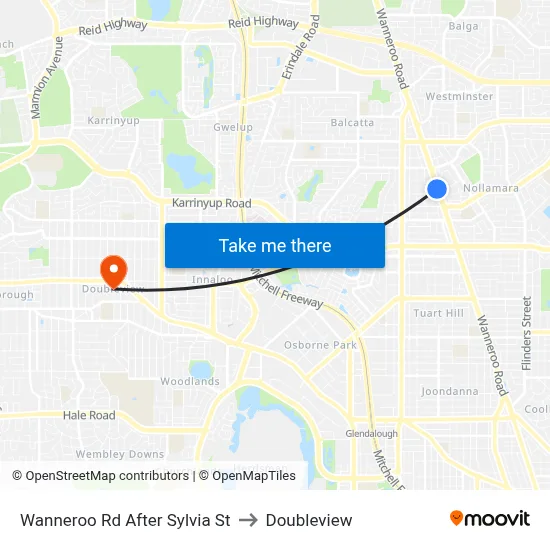 Wanneroo Rd After Sylvia St to Doubleview map