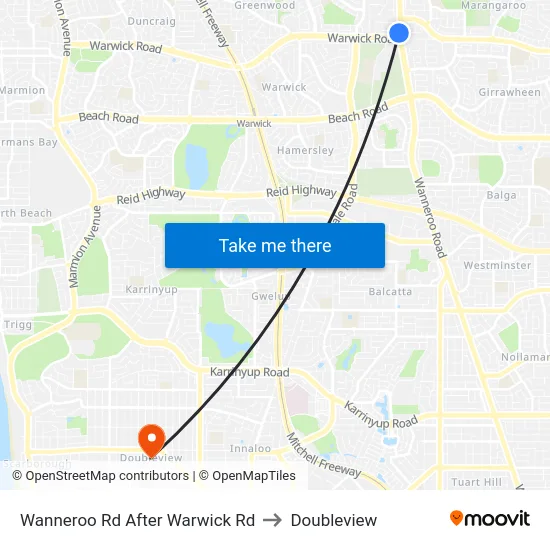 Wanneroo Rd After Warwick Rd to Doubleview map