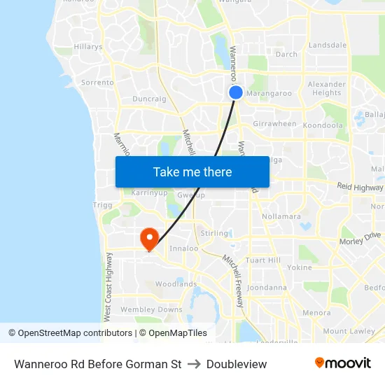 Wanneroo Rd Before Gorman St to Doubleview map