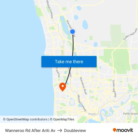 Wanneroo Rd After Ariti Av to Doubleview map