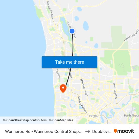 Wanneroo Rd - Wanneroo Central Shopping Ctr to Doubleview map
