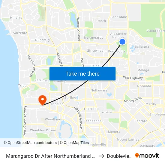 Marangaroo Dr After Northumberland Av to Doubleview map