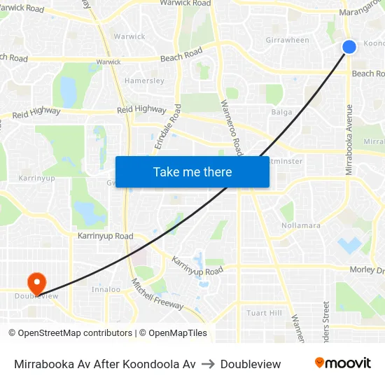 Mirrabooka Av After Koondoola Av to Doubleview map
