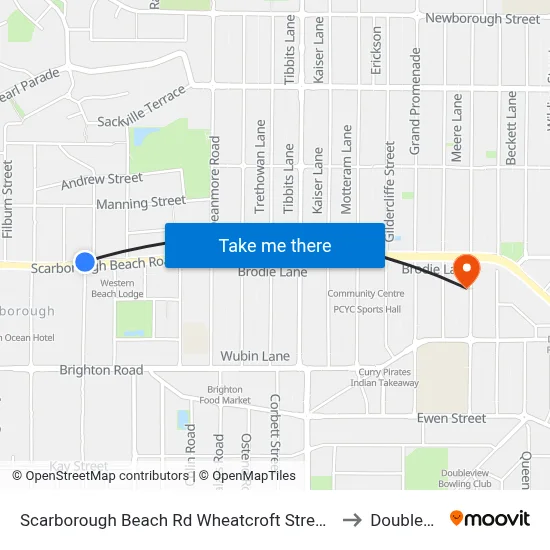 Scarborough Beach Rd Wheatcroft Street Cat Id 22 to Doubleview map