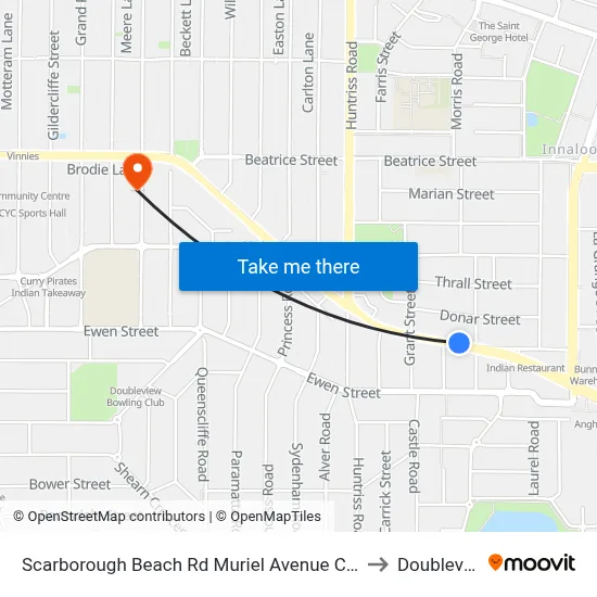 Scarborough Beach Rd Muriel Avenue Cat Id 32 to Doubleview map
