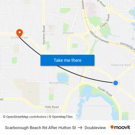 Scarborough Beach Rd After Hutton St to Doubleview map