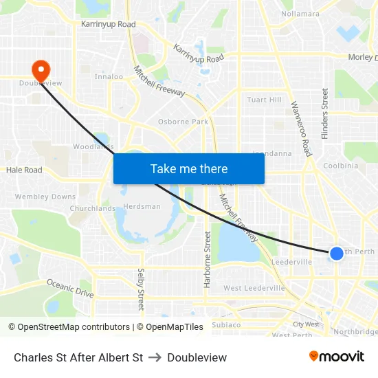 Charles St After Albert St to Doubleview map