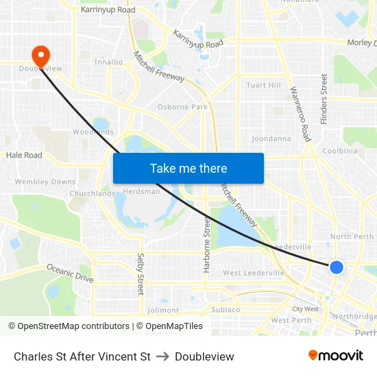 Charles St After Vincent St to Doubleview map