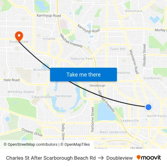 Charles St After Scarborough Beach Rd to Doubleview map