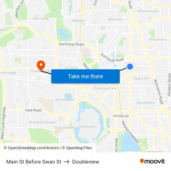 Main St Before Swan St to Doubleview map