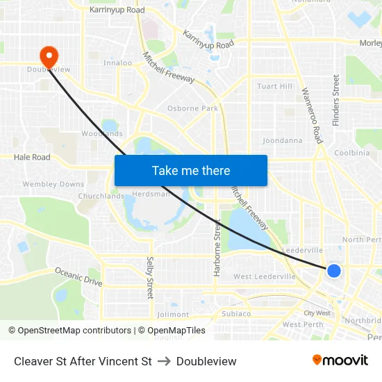 Cleaver St After Vincent St to Doubleview map