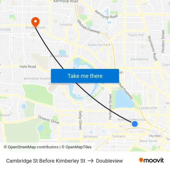 Cambridge St Before Kimberley St to Doubleview map