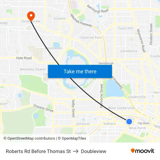 Roberts Rd Before Thomas St to Doubleview map